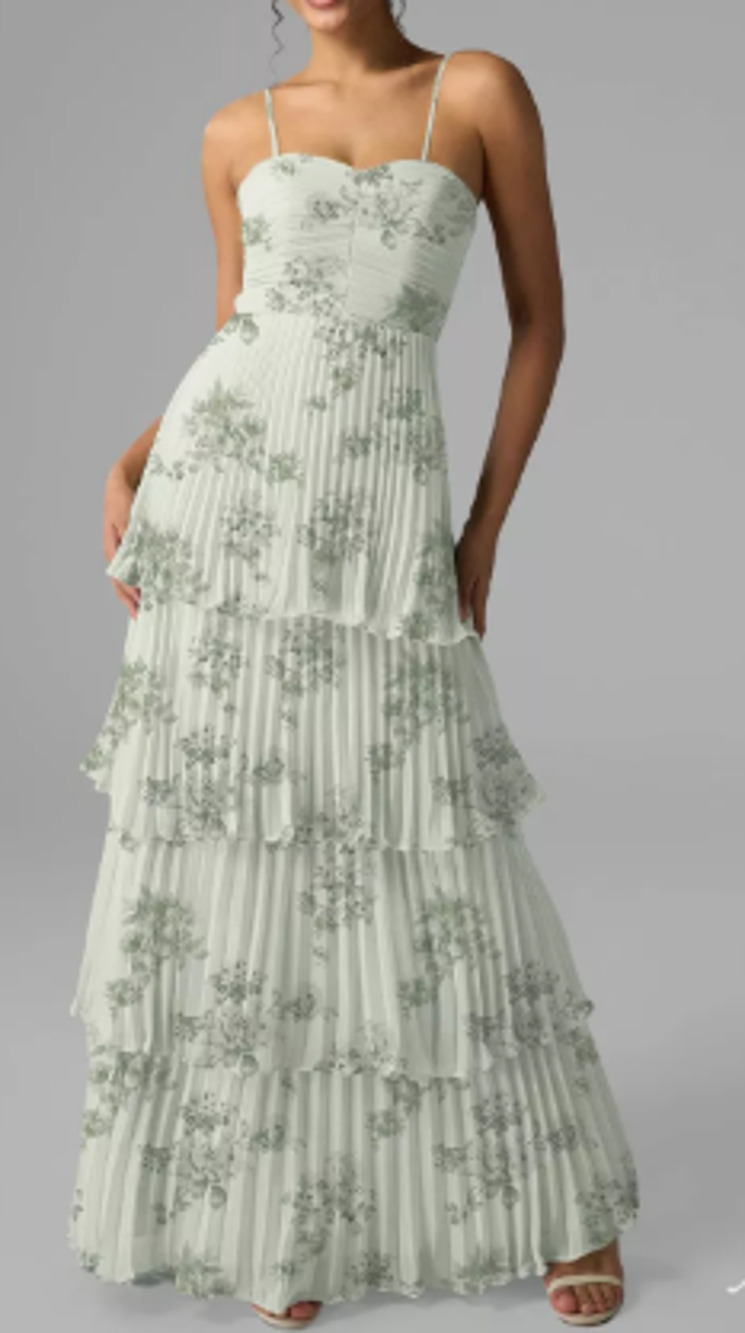 AW BRIDAL 6 S pistachio green penoy Ann floral  formal party maxi dress B45